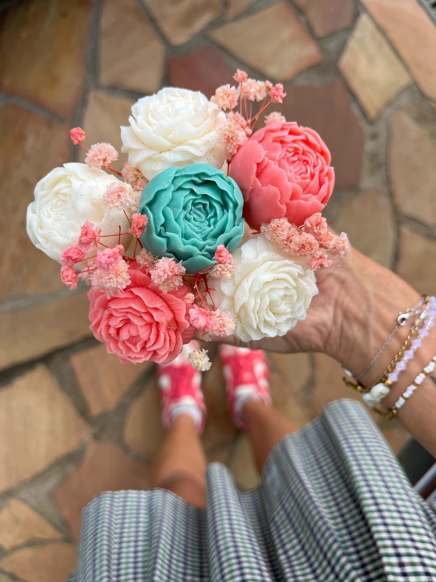 Printemps Éternel 🌷 - Bougie Fleurie en Pivoines | Yab Création