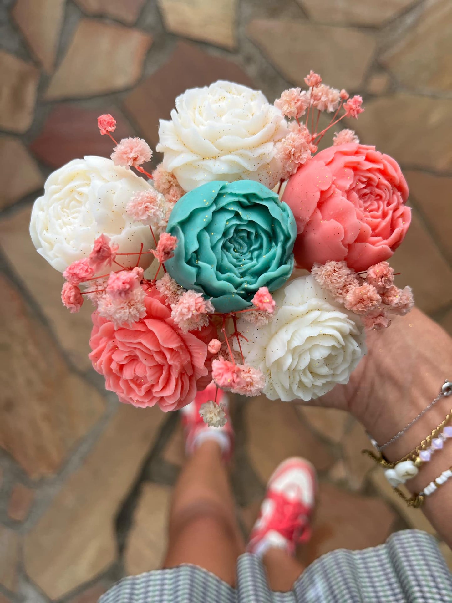 Printemps Éternel 🌷 - Bougie Fleurie en Pivoines | Yab Création
