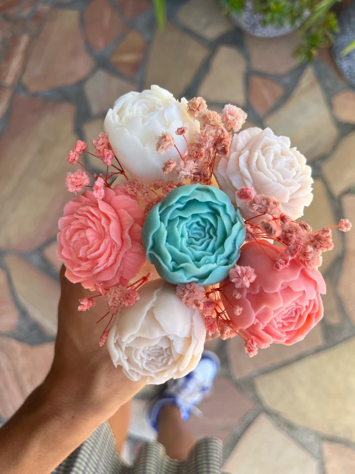 Printemps Éternel 🌷 - Bougie Fleurie en Pivoines | Yab Création