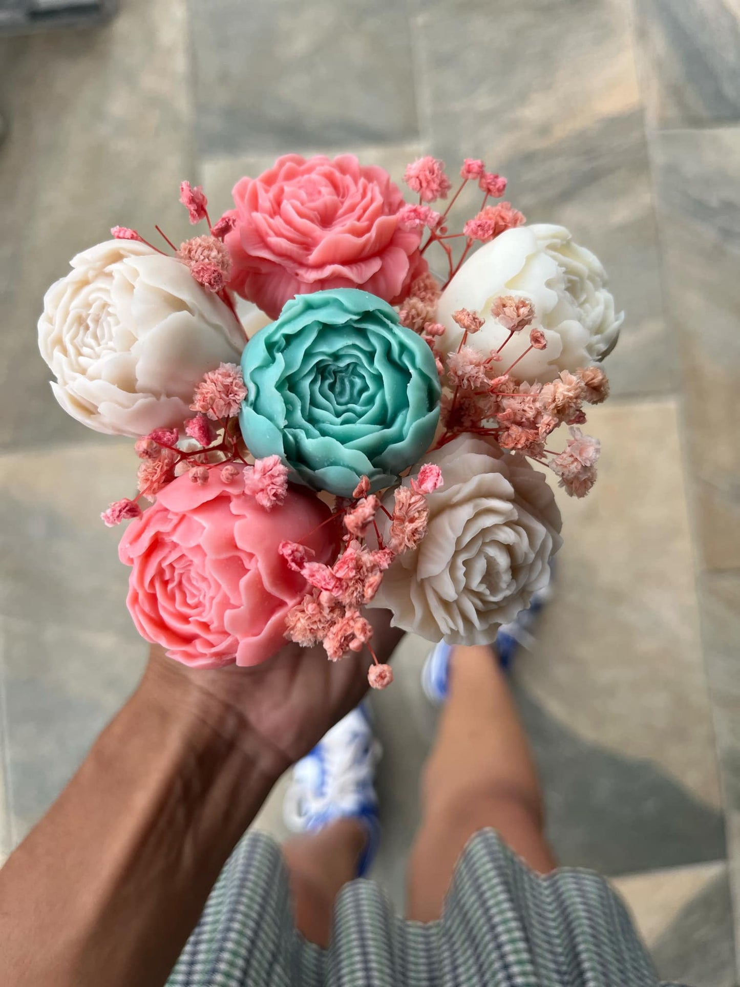 Printemps Éternel 🌷 - Bougie Fleurie en Pivoines | Yab Création